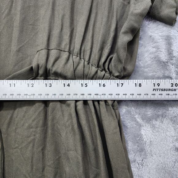 J for Justify Dress Womens XL Green Collared Short Sleeve Tie Waist Pockets - Picture 7 of 9